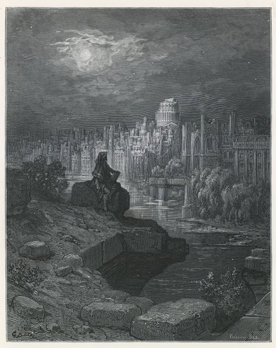 Een reiziger uit New Zealanad overweegt de ruïnes van Londen door Gustave Dore